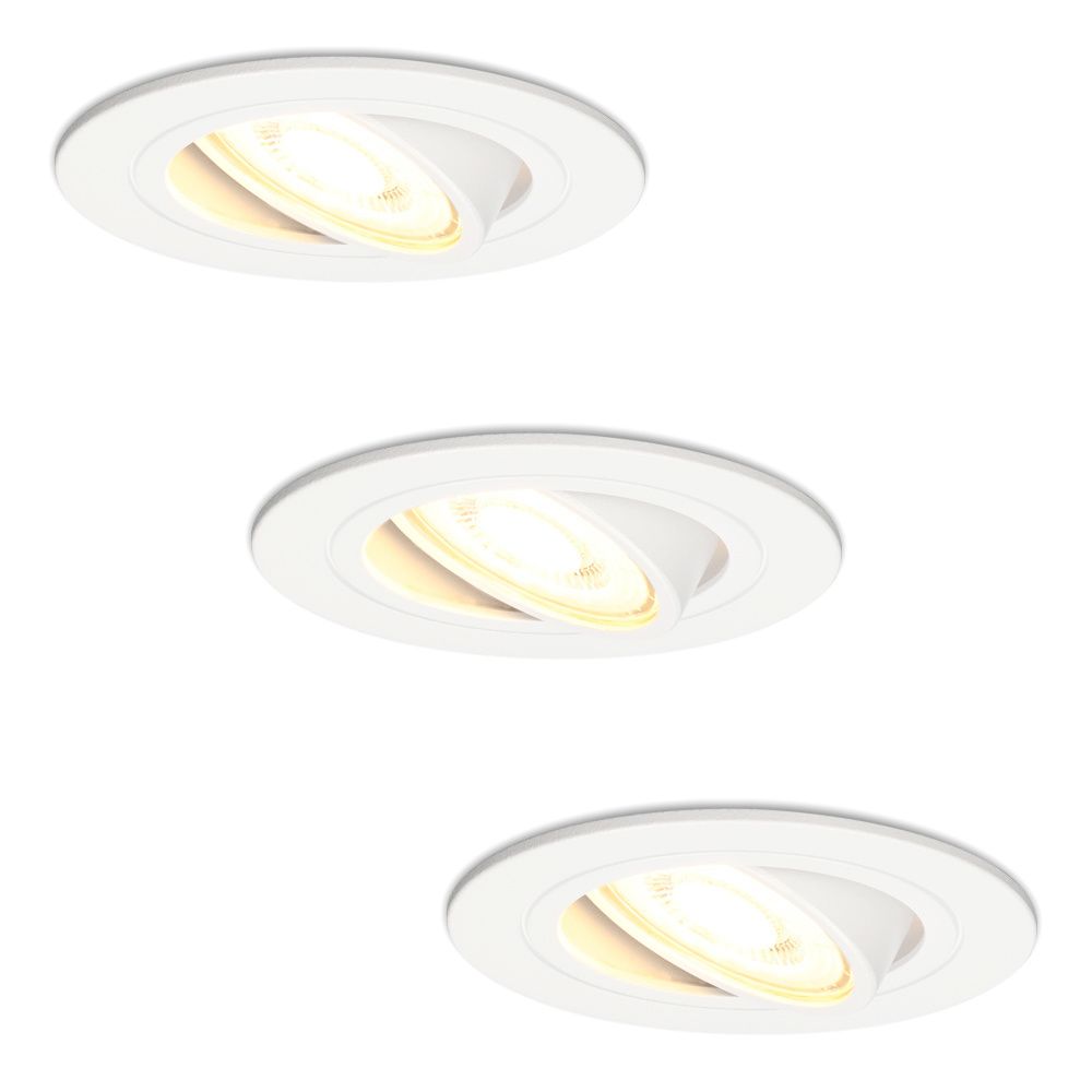 Set van 3 Pittsburg LED inbouwspots - GU10 4 Watt 345 lumen - 2700K Warm wit - Dimbaar - Rond - Kantelbaar - IP20 Voor binnen - Wit | HOFTRONIC