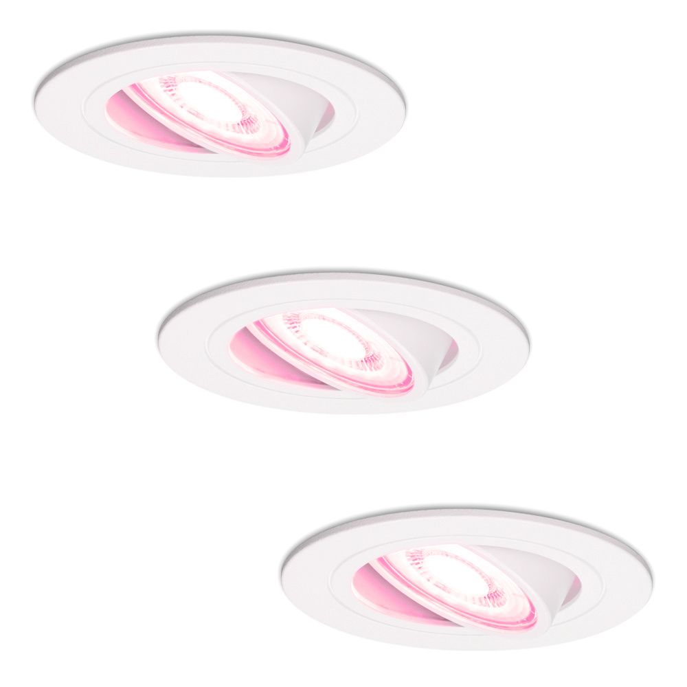 Set van 3 Pittsburg Smart inbouwspots - 4.8 Watt 345 Lumen - Wifi + Bluetooth - RGBWW - GU10 - Google Home