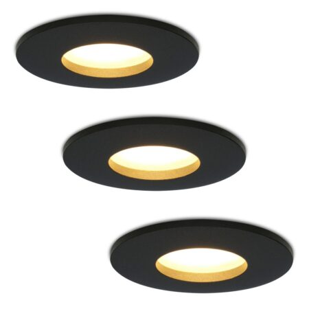 Set van 3 Porto - LED Inbouwspots - 4 Watt 345 lumen - 2700K Warm wit - GU10 - Dimbaar - Rond - IP44 voor badkamer