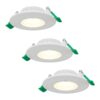 Set van 3 Prado dimbare LED Inbouwspots - 6 watt 570 lumen - CCT instelbare lichtkleur 2700K/4000K/6000K - Lage inbouwdiepte 25 mm - Rond - IP44 voor binnen en buiten - Wit | HOFTRONIC