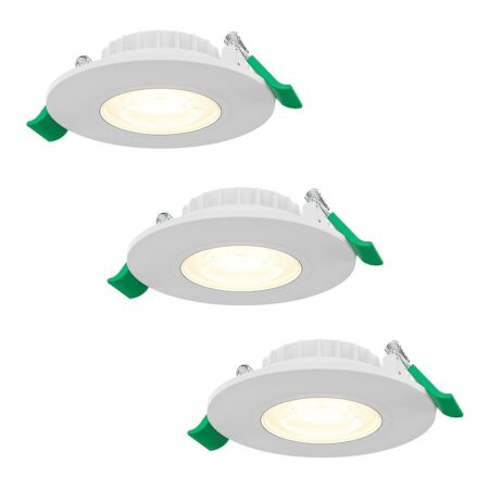 Set van 3 Prado dimbare LED Inbouwspots - 6 watt 570 lumen - CCT instelbare lichtkleur 2700K/4000K/6000K - Lage inbouwdiepte 25 mm - Rond - IP44 voor binnen en buiten - Wit | HOFTRONIC
