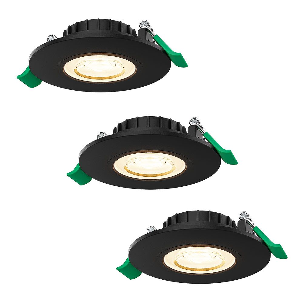 Set van 3 Prado dimbare LED Inbouwspots - 6 watt 570 lumen - CCT instelbare lichtkleur 2700K/4000K/6000K - Lage inbouwdiepte 25 mm - Rond - IP44 voor binnen en buiten - Zwart | HOFTRONIC