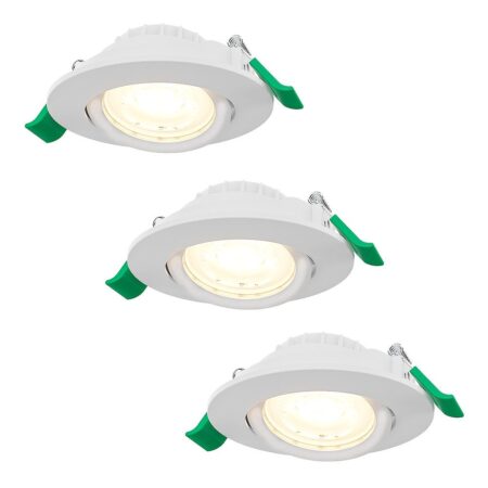 Set van 3 Prado dimbare LED-inbouwspots - 6 watt 570 lumen - CCT instelbare lichtkleur 2700K/4000K/6000K - Lage inbouwdiepte 25 mm - Rond - IP20 voor gebruik binnenshuis - Wit | HOFTRONIC