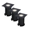 Set van 3 Ramsay LED Grondspots Vierkant - Dimbaar - GU10 - 6500K daglicht wit - 4 Watt 345 Lumen - Tuinspot - Zwart - IP67 waterdicht - Overrijdbaar voor de Oprit