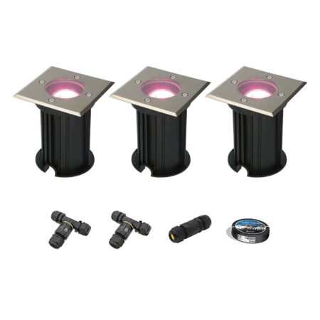 Set van 3 Ramsay Smart Grondspots buiten - Vierkant - 5