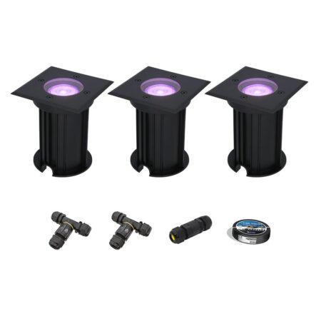 Set van 3 Ramsay Smart Grondspots buiten - Vierkant - 5