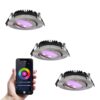 Set van 3 Rome smart inbouwspots - IP44 Waterdicht - 6 Watt 480 lumen - Kantelbaar - Lage inbouwdiepte 27mm - Wifi + Bluetooth - RGBWW - Google Home