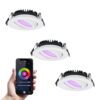 Set van 3 Rome smart inbouwspots - IP44 Waterdicht - 6 Watt 480 lumen - Kantelbaar - Lage inbouwdiepte 27mm - Wifi + Bluetooth - RGBWW - Google Home