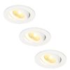 Set van 3 Salerno LED inbouwspots - 8W 650 lumen - 2700K warm wit - Dimbaar - Rond - Kantelbaar - IP44 waterdicht - Wit - Voor binnen