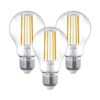 Set van 3 Smart E27 LED Filament Lampen - 7 Watt 806 Lumen - A60 Clear - 1800-3000K - Dimbaar | HOFTRONIC