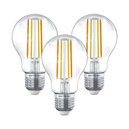 Set van 3 Smart E27 LED Filament Lampen - 7 Watt 806 Lumen - A60 Clear - 1800-3000K - Dimbaar | HOFTRONIC