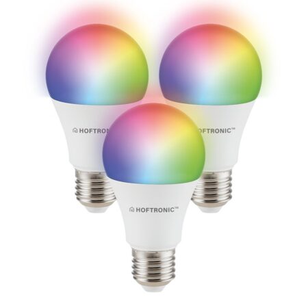 Set van 3 Smart E27 lampen - A60 Bolvorm - 10 Watt 806 lumen - RGBWW - Wifi & Bluetooth - Bestuurbaar via app - Google Home