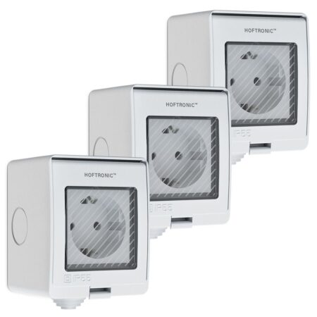 Set van 3 Smart stekkers - WiFi & Bluetooth - IP55 voor binnen en buiten - Compatibel met Amazon Alexa & Google Home - Wit - Europlug | HOFTRONIC SMART