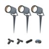 Set van 3 Spikey LED prikspots - GU10 4 Watt 345 Lumen - Dimbaar - Kantelbaar - 4000K neutraal wit - IP64 Waterdicht - Antraciet - Tuinspots - Pinspots - Inclusief installatiemateriaal (Kabel & connector) | HOFTRONIC