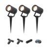 Set van 3 Spikey LED prikspots - GU10 4 Watt 345 Lumen - Dimbaar - Kantelbaar - 4000K neutraal wit - IP65 Waterdicht - Zwart - Tuinspots - Pinspots - Inclusief installatiemateriaal (Kabel & connector) | HOFTRONIC