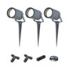 Set van 3 Spikey LED prikspots - GU10 4 Watt 345 Lumen - Dimbaar - Kantelbaar - 6500K daglicht wit - IP64 Waterdicht - Antraciet - Tuinspots - Pinspots - Inclusief installatiemateriaal (Kabel & connector) | HOFTRONIC
