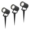 Set van 3 Spikey LED prikspots - GU10 4 Watt 345 Lumen - Dimbaar - Kantelbaar - 6500K daglicht wit - IP64 Waterdicht - Zwart - Tuinspots - Pinspots | HOFTRONIC