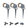 Set van 3 Spikey LED prikspots - GU10 4 Watt 345 lumen - Dimbaar - Kantelbaar - 2700K warm wit - IP65 Waterdicht - Antraciet - Tuinspots - Pinspots - Inclusief installatiemateriaal (Kabel & connector) | HOFTRONIC