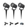 Set van 3 Spikey LED prikspots - GU10 Fitting - Dimbaar - Wandspot - IP65 voor binnen en buiten - Grondspies - Zwart | HOFTRONIC
