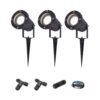 Set van 3 Sydney LED prikspots - Dimbaar - Kantelbaar - GU10 4 Watt 345 Lumen - 4000K neutraal wit - IP64 Waterdicht - Zwart - Inclusief installatiemateriaal (Kabel & connector) | HOFTRONIC