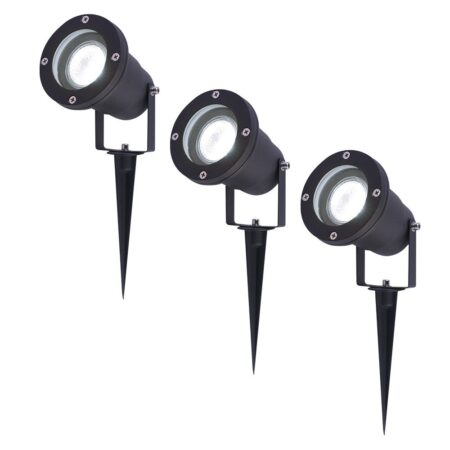 Set van 3 Sydney LED prikspots - Dimbaar - Kantelbaar - GU10 4 Watt 345 Lumen - 6500K daglicht wit - IP64 Waterdicht - Zwart | HOFTRONIC
