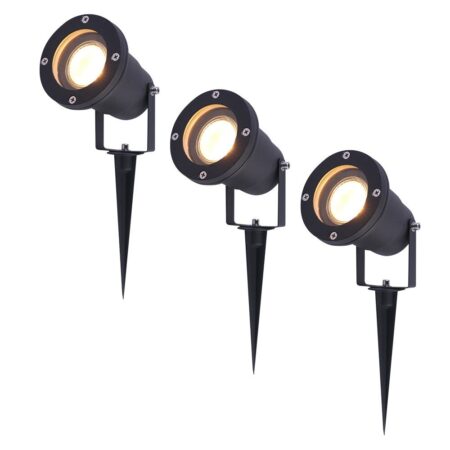 Set van 3 Sydney LED prikspots - Dimbaar - Kantelbaar - GU10 4 Watt 345 lumen - 2700K warm wit - IP65 Waterdicht - Zwart | HOFTRONIC