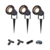 Set van 3 Sydney LED prikspots - Dimbaar - Kantelbaar - GU10 4 Watt 345 lumen - 2700K warm wit - IP65 Waterdicht - Zwart - Inclusief installatiemateriaal (Kabel & connector) | HOFTRONIC