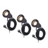 Set van 3 Sydney LED prikspots - GU10 4 Watt 345 lumen - Dimbaar - Kantelbaar - 2700K warm wit - IP65 Waterdicht - 1.5m kabel met EU-stekker - Zwart | HOFTRONIC