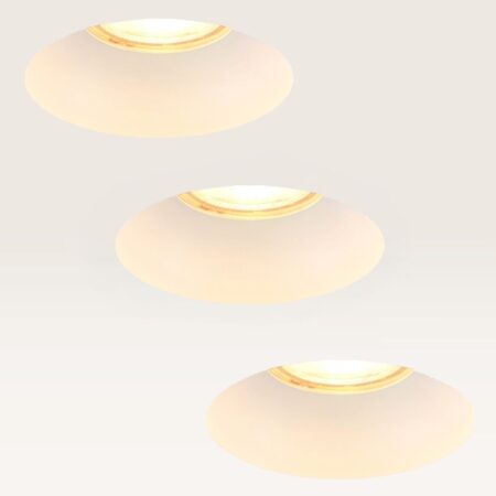 Set van 3 Trimless Inbouwspots Junaro bianco - Inbouwdiepte 100mm - GU10-fitting - IP20 voor binnen - Wit - Met doorlusbedrading | LUSENZ