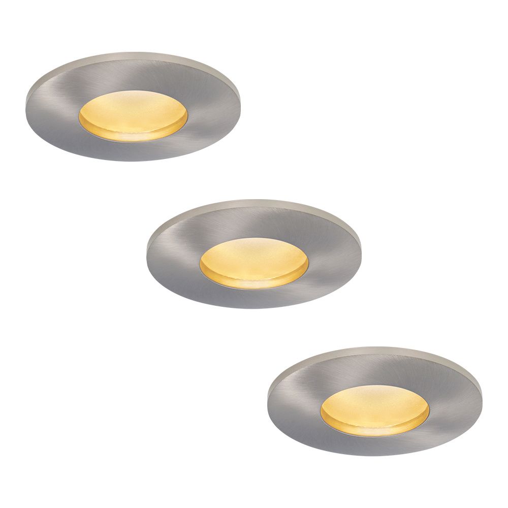 Set van 3 Vegas - LED platte inbouwspots met lage inbouwdiepte 60mm - 6 Watt 570 Lumen - 2700K Warm wit - GU10 LED Module - Dimbaar - Rond - IP44 voor badkamer