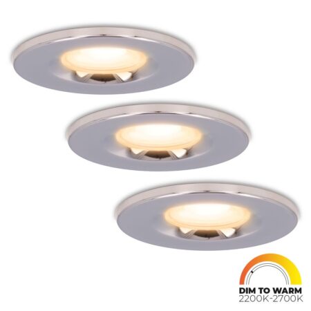 Set van 3 Venezia LED inbouwspots - 6 Watt 460lm - Dim to warm - Rond - Dimbaar - IP65 waterdicht - Chrome - Voor binnen