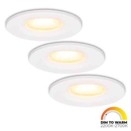 Set van 3 Venezia LED inbouwspots - 6 Watt 460lm - Dim to warm - Rond - Dimbaar - IP65 waterdicht - Wit - Voor binnen