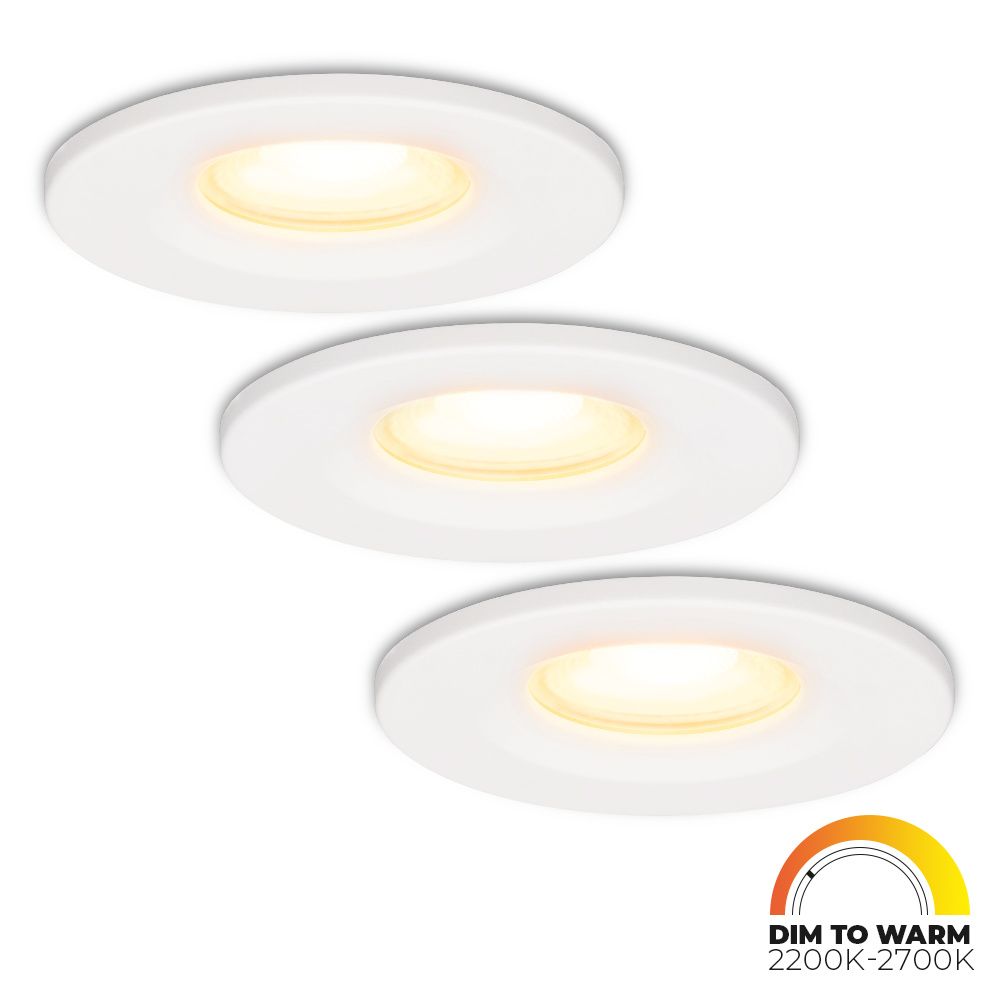 Set van 3 Venezia LED inbouwspots - 6 Watt 460lm - Dim to warm - Rond - Dimbaar - IP65 waterdicht - Wit - Voor binnen