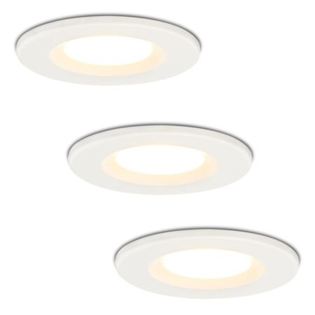 Set van 3 Venezia LED inbouwspots - 6 Watt 650 lumen - 2700K warm wit - Dimbaar - Rond - IP65 waterdicht - Wit - Voor binnen