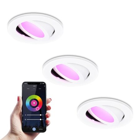 Set van 3 Vienna - Smart inbouwspot - IP65 waterdicht - 6 Watt 450 Lumen - Wifi + Bluetooth - RGBWW - GU10 - Google Home