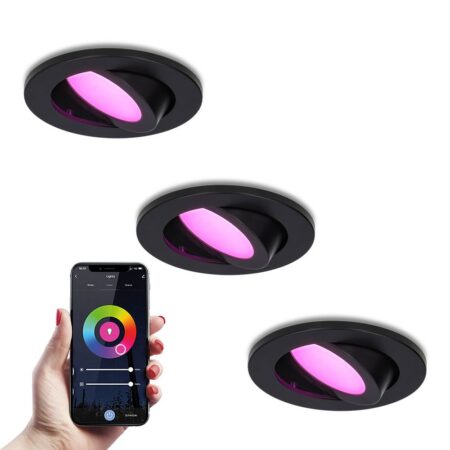 Set van 3 Vienna - Smart inbouwspot - IP65 waterdicht - 6 Watt 450 Lumen - Wifi + Bluetooth - RGBWW - GU10 - Google Home