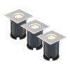 Set van 3 grondspots - RVS - vierkant - 2700K warm wit - GU10 fitting - IP65 Waterdicht - 3 jaar garantie - dimbaar - tuinverlichting | HOFTRONIC