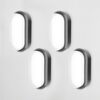Set van 4 C-Series - LED Plafondlamp zwart ovaal - Wandlamp - Scheepslamp - IP54 - 18 Watt - 1830lm - 6500K Daglicht wit - voor binnen en buiten | HOFTRONIC