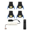 Set van 4 Milano LED Mini Inbouwspots met trafo - 12 Volt 3 Watt 200 lumen - Dimbaar - Plat 34mm - 2700K - IP65 waterdicht - Zwart - Veranda Spotjes - Overkapping Spotjes | HOFTRONIC