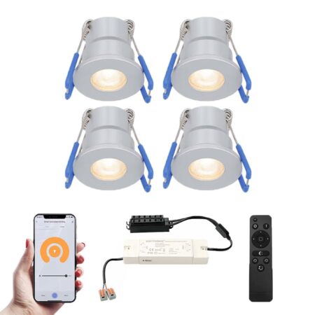Set van 4 Milano Smart LED Mini Inbouwspots - Veranda spots - 12V 3W 200lm - Dimbaar - Wifi & Bluetooth - 2700K - IP65 waterdicht - RVS | HOFTRONIC