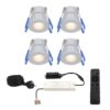 Set van 4 Milano inbouwspots 12V - IP65 waterdicht - 2700K warm wit - 3 Watt 200 lumen - RVS - Verandaverlichting - Dimbaar | HOFTRONIC