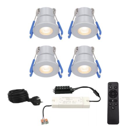 Set van 4 Milano inbouwspots 12V - IP65 waterdicht - 2700K warm wit - 3 Watt 200 lumen - RVS - Verandaverlichting - Dimbaar | HOFTRONIC