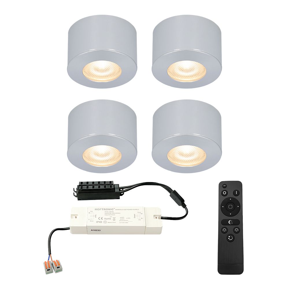 Set van 4 Navarra Mini LED Opbouwspots met Trafo - 12 Volt 3 Watt 200 lumen - Dimbaar - Plat 21