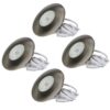 Set van 4 Pavo - Platte LED ipbouwspots met lage inbouwdiepte 12mm - 3 Watt 300 Lumen - 2700K Warm wit - Dimbaar - Rond - Meubelspot - IP44 waterdicht - RVS | HOFTRONIC