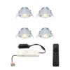 Set van 4 Sienna LED Mini Inbouwspots met trafo - 12 Volt 3 Watt 200 lumen - Dimbaar - Kantelbaar - Plat 30mm - 2700K - IP44 waterdicht - RVS | HOFTRONIC