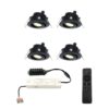 Set van 4 Sienna LED Mini Inbouwspots met trafo - 12 Volt 3 Watt 200 lumen - Dimbaar - Kantelbaar - Plat 30mm - 2700K - IP44 waterdicht - Zwart | HOFTRONIC