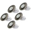 Set van 5 Pavo - Platte LED ipbouwspots met lage inbouwdiepte 12mm - 3 Watt 300 Lumen - 2700K Warm wit - Dimbaar - Rond - Meubelspot - IP44 waterdicht - RVS | HOFTRONIC