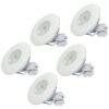 Set van 5 Pavo - Platte LED ipbouwspots met lage inbouwdiepte 12mm - 3 Watt 300 Lumen - 2700K Warm wit - Dimbaar - Rond - Meubelspot - IP44 waterdicht - Wit | HOFTRONIC
