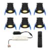 Set van 6 12V 3W - Mini LED Inbouwspot - Zwart - Dimbaar - Verzonken - Verandaverlichting - IP65 voor buiten - 2700K - Warm wit | HOFTRONIC