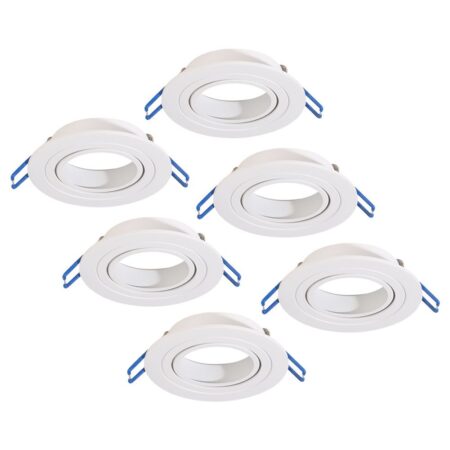 Set van 6 Balos LED Inbouwspots - Kantelbaar - Diameter 90mm - Rond - GU10 Fitting inbouwarmatuur - IP20 voor binnen - Wit | HOFTRONIC